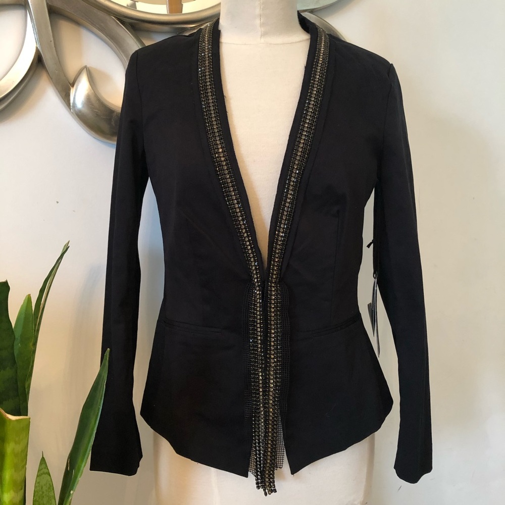 Rock & Republic Black Rhinestone Lined Blazer | Size 4